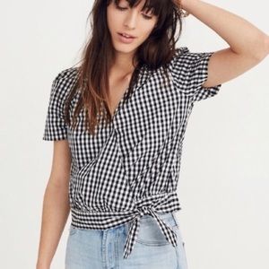 Madewell gingham side tie wrap top